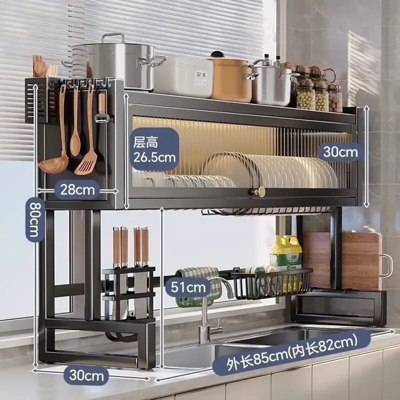 キッチンラックカウンタートップ食器防塵排水ラック多機能シンクシンプルな食器棚収納アーティファクト|undefined