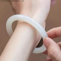 新疆和田玉手镯带证书天然羊脂级白玉圆条玉手镯少女细条款玉
