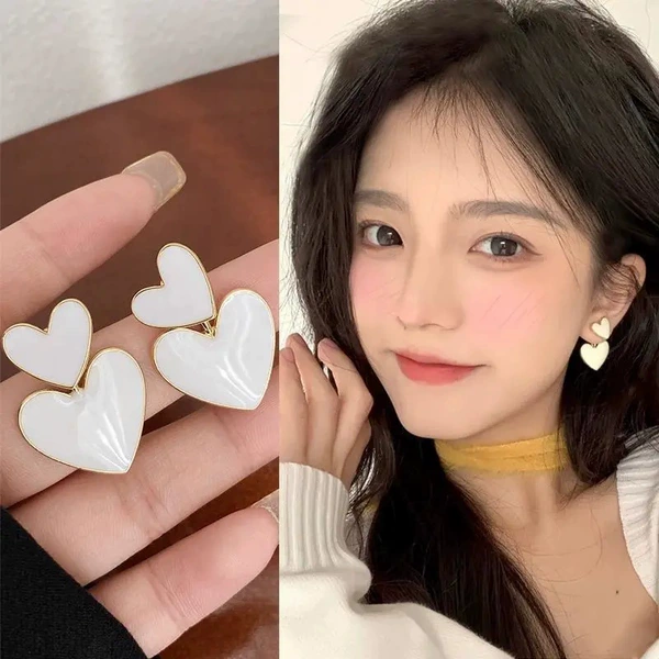 34 white love earrings