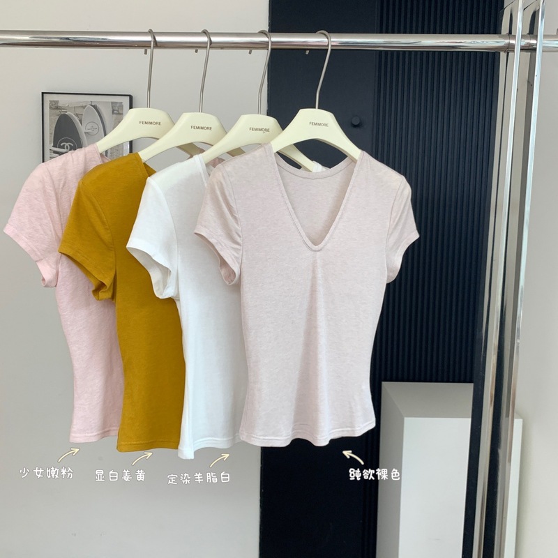 スモールT 3.0/ピュアデューティーVネックテンセルウール半袖Tシャツ夏スリムフィットで多用途|undefined