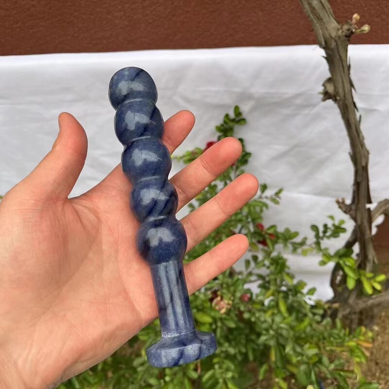 天然 黑曜石 白水晶粉晶蓝东陵水晶按摩棒 图 7