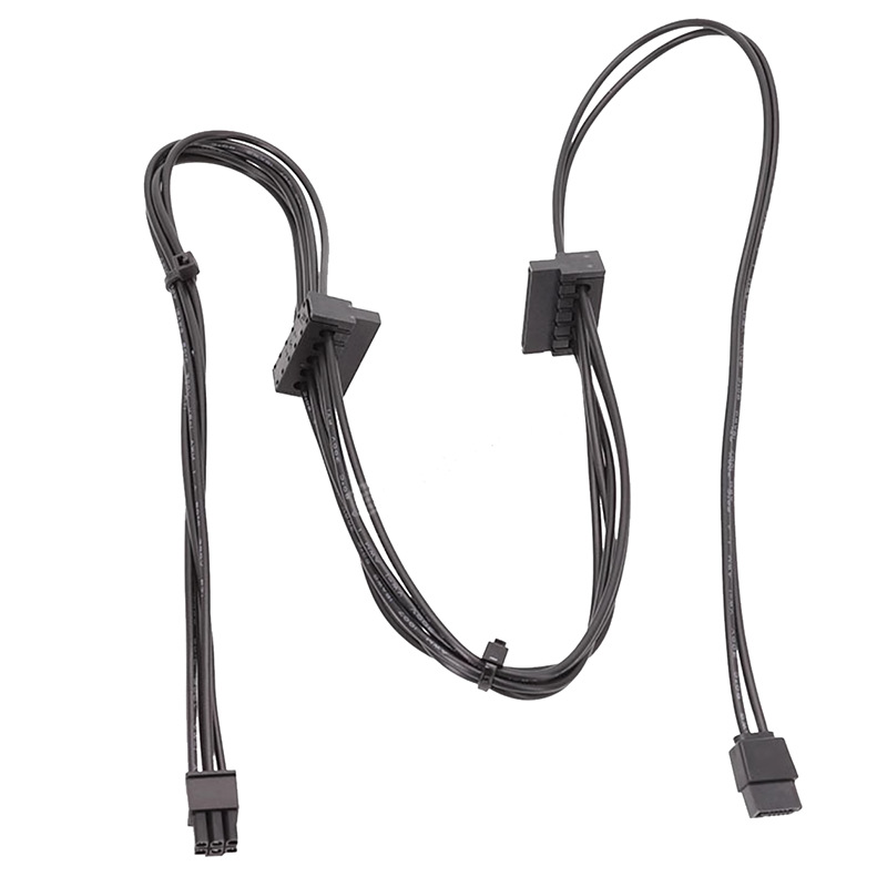 DE-LL 6-pin to Dual SATA + Optical Drive Power Cable for Serial SSDs and Optical Drives