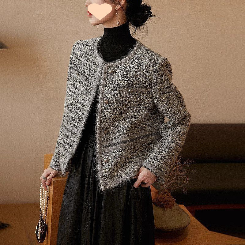 小香风外套女重工编织春秋2025新款高级装粗花呢女士减龄短款上衣|undefined