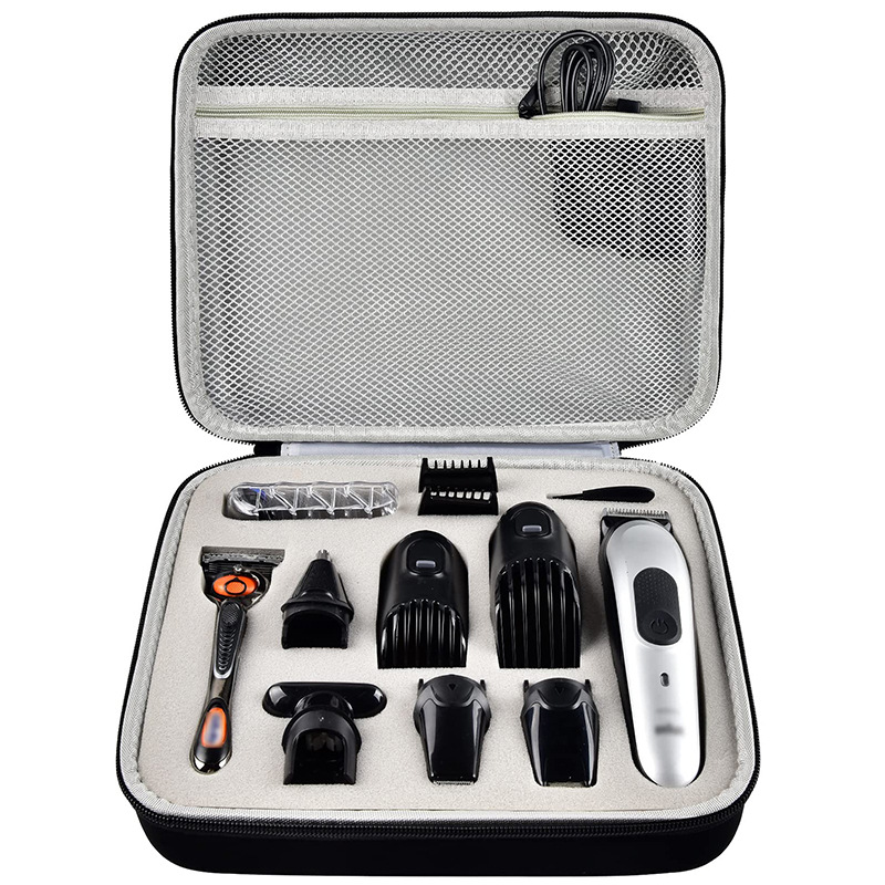 D5-461男士棕色剪胡子/理发器袋，棕色剪胡子/理发器和剃须刀10合
