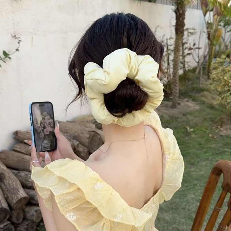 韓国風クリームパフソフト綿入りヘアゴム2025新作春甘くて爽やかなポニーテールヘッドバンド|undefined