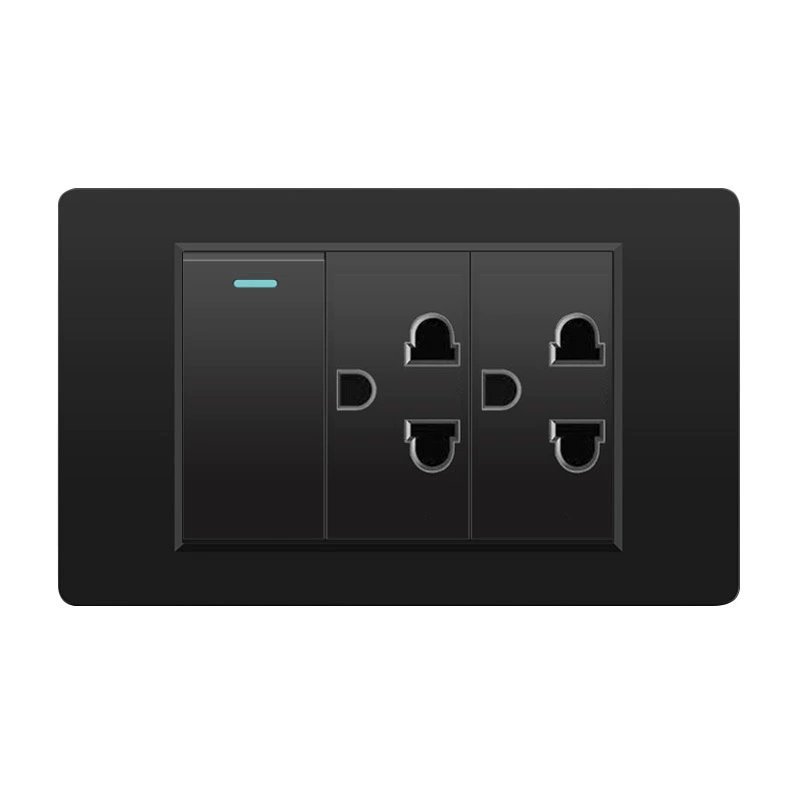 Черная настенная панельная розетка с 118 тип switch, тайваньская розетка с 20W type-C, шесть отверстий