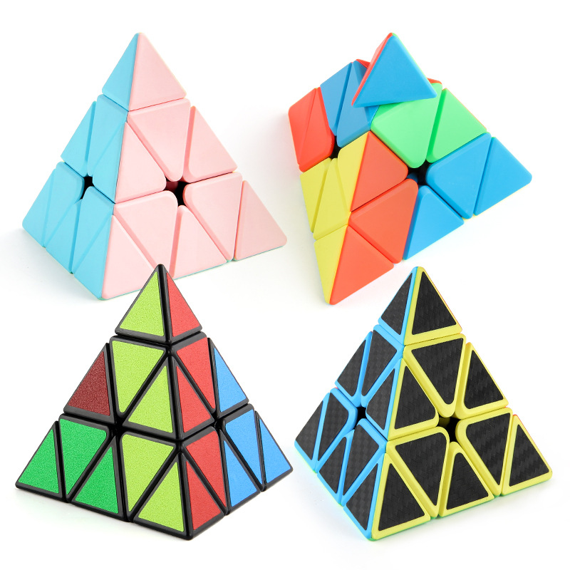 Nuevo fondo negro sólido educativo pegatinas de tercer orden pirámide cubo giratorio suave en forma de cubo juguete Amazon