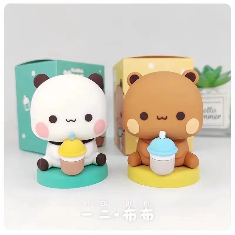 パンダ 1 と 2 と Bubu 装飾品かわいい漫画アニメーショントレンディなおもちゃ人形デスクトップ人形手作り車の装飾品|undefined