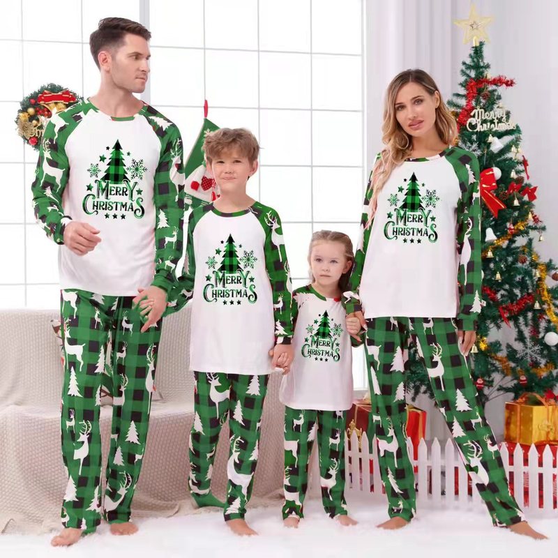 天銘服飾欧米人親子ルームウェアクリスマスルームウェア親子スーツ格子縞プリントルームウェア|undefined
