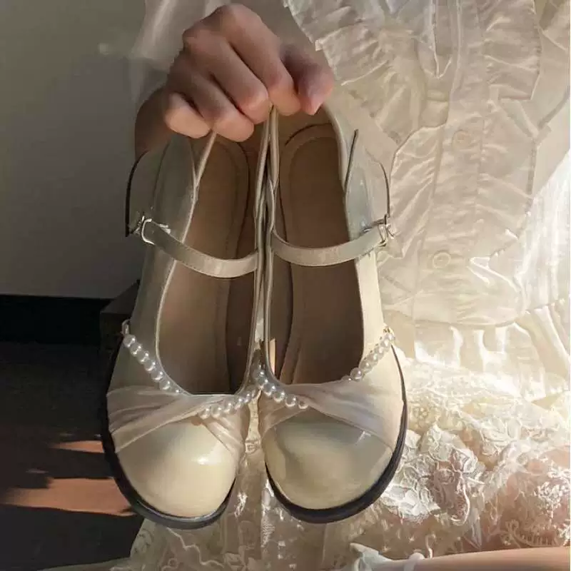 White Mary Zhen Shoes and Bridesmaid Shoes I can wear shallow mouth comfortable single shoes thick heels with high heels female spring and autumn