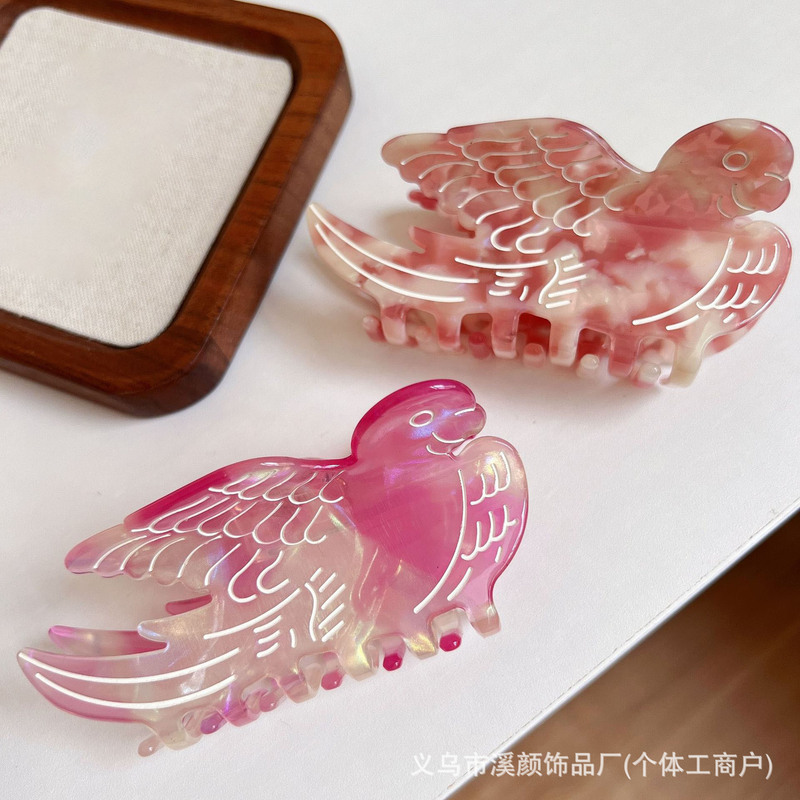 法式醋酸抓夹高级感发夹甜美仿真燕子发抓少女盘发夹半扎发鲨鱼夹|undefined
