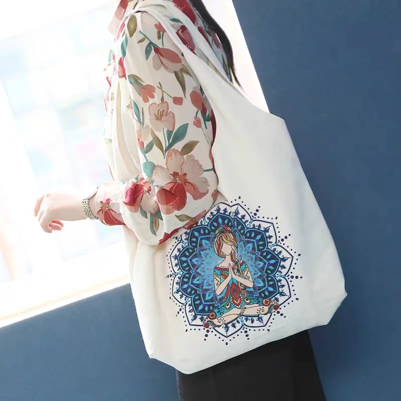 Cotton bag for university students, suitable for classroom use, large capacity, unisex, cute shoulder bag, handy tote bag