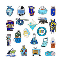 卡通动物徽章大集合 蓝色系 海洋心脏 游戏手柄 翻盖手机创意胸针