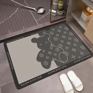 Cartoon Violent Bear Diatom Mud Floor Mat Bathroom Water-Absorbent Quick-Drying Carpet Entry Bathroom Entrance Door Non-Slip Foot Mat