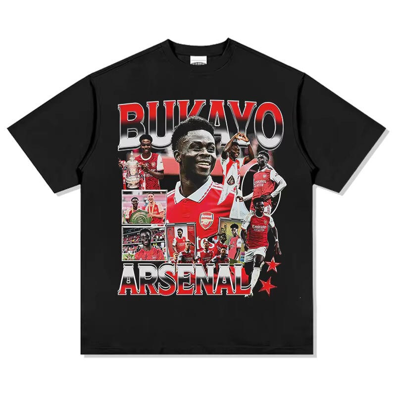Bukayo Saka Pure Cotton Men's Football T-Shirt Arsenal Jersey Commemorative Shirt Summer Unisex Short-Sleeved