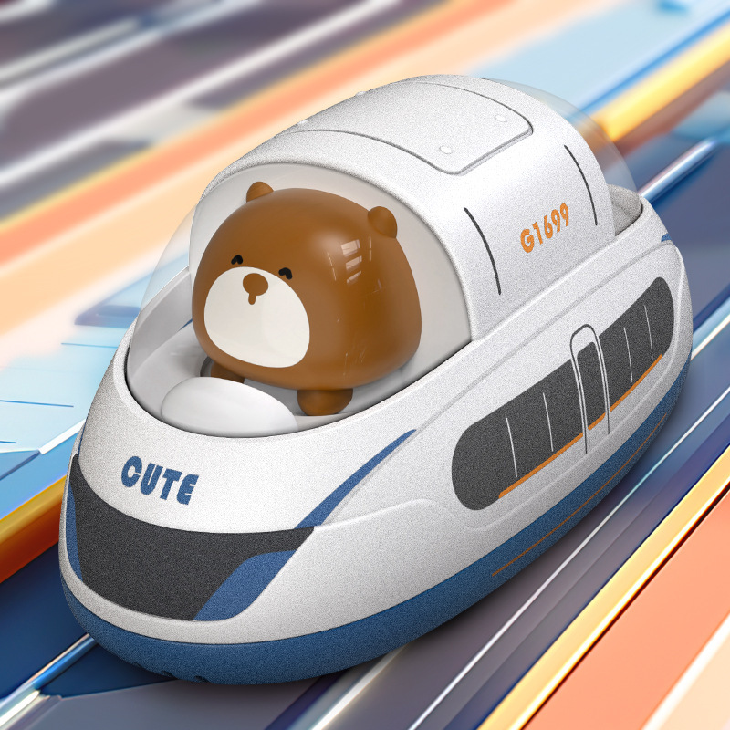 Nuevos productos transfronterizos de tren de alta velocidad de doble retroceso Baby Cognitive Toy Car Animal Toy Toy