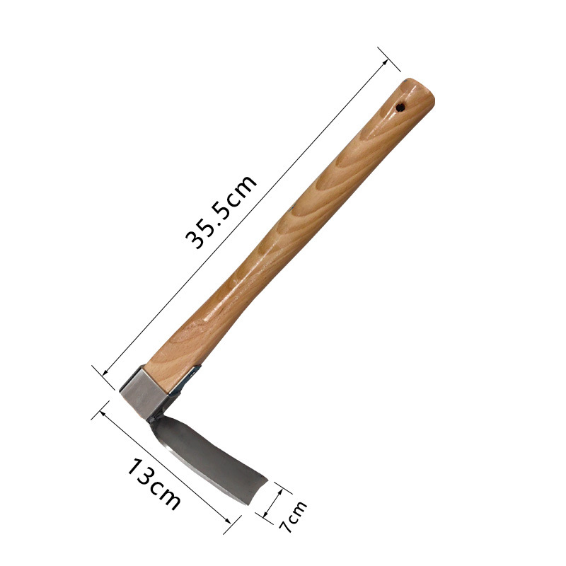 厂家直销木柄不锈钢小锄头农用工具户外家用翻土锄头