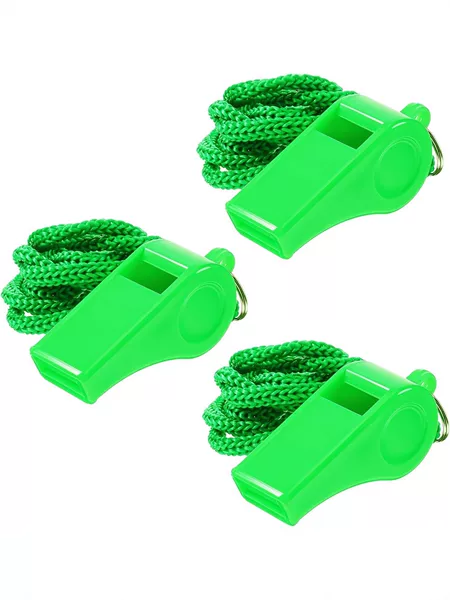 ABS plastic whistle, referee sports outdoor survival whistle, portable green mouthpiece with lanyard