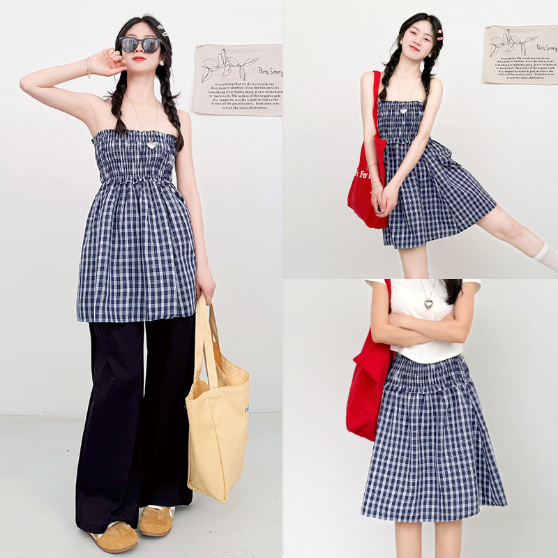 Japanese Style Double-wear Umbrella Skirt Summer New A- line Dape Paid Skirt Loose Strapless Skirt Women's dress