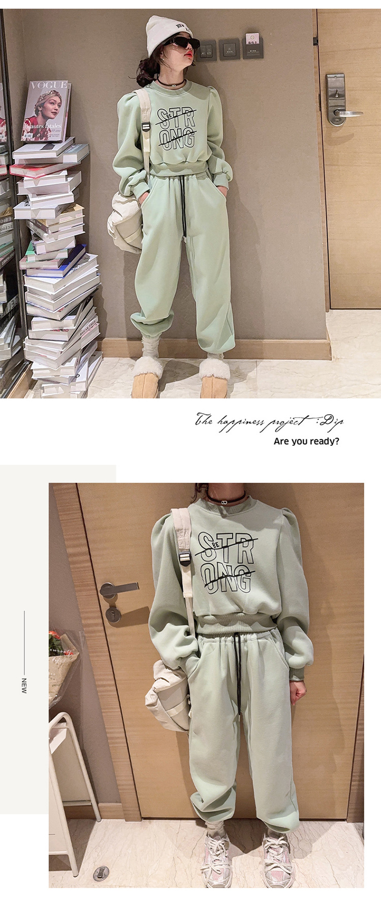 Conjunto deportivo para niñas de felpa otoño e invierno 2023, nuevo suéter grueso de moda para niños de talla mediana a grande con alpaca_voghion.com