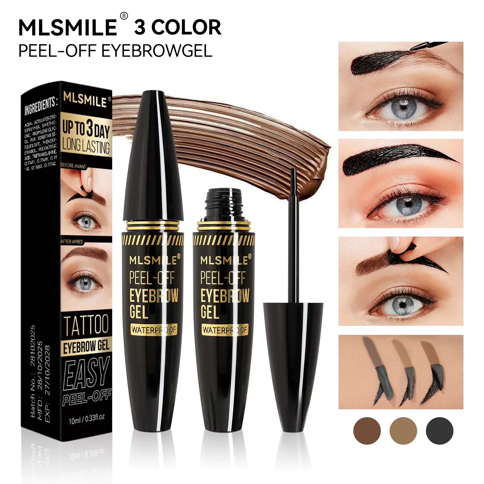 跨境爆款撕拉眉胶防水持久定型不掉色染眉液欧美染眉膏半永久眉笔