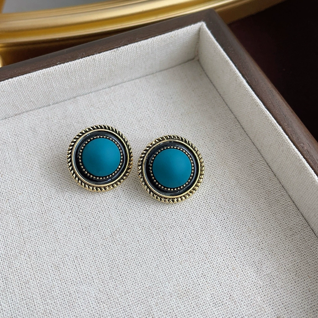 Retro Pearl Earrings, 925 Silver Posts, Light Luxury Vintage Geometric Style