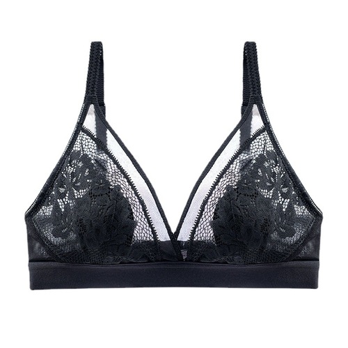 Sexy, comfortable, breathable, thin, side-breast-retracting, anti-sagging, big-breasted, small-showing bra, wire-free push-up underwear set