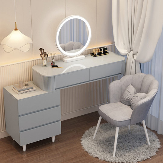 Cream Style Smart Dressing Table Modern Simple Storage Cabinet Wireless Charging Makeup All-In-One Desk Retractable Makeup Table