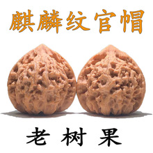 核桃文玩核桃特大麒麟纹官帽四座楼狮子头虎头圆收藏级闷白蛤蟆头