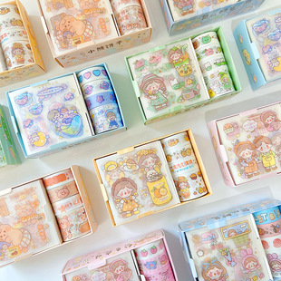 Cartoon hand account sticker tape gift box stationery cute children diy suit ins wind hand account and paper material wholesale