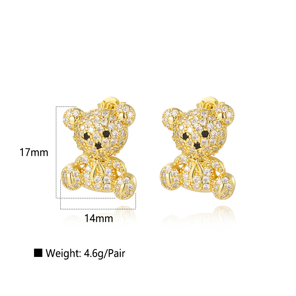 8g Weight Copper Ear Needle Material Ear Studs Classification 1 Pair Quantity Casual, Daily Occasion Copper Material Bear, Heart Shape, Wings Pattern All Seasons Season Women's Gender Plating Design Modern Style, Classic Style Style 1 Pair Modern Style Classic Style Bear Heart Shape Wings Plating Copper Ear Studs 9