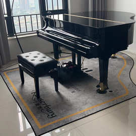 三角琴形状隔音垫减震防潮隔热消音钢琴地毯垫logo钢琴毯灰色