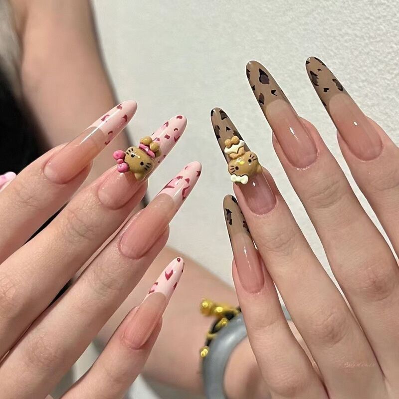 Children's wearing armour hand for cute cartoon long cat hand-wearing armour wearable fake nails wholesale Children's wearing armour hand for cute cartoon long cat hand-wearing armour wearable fake nails wholesale