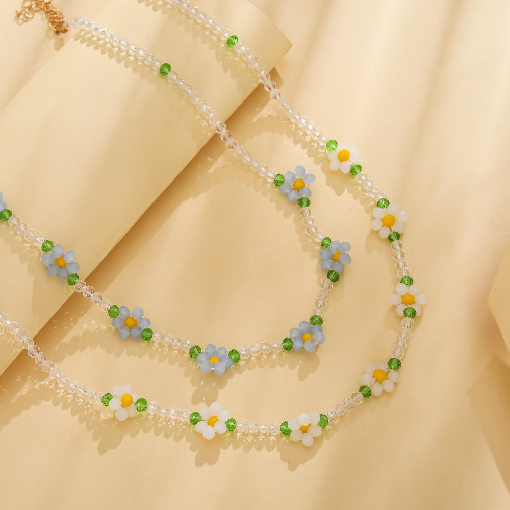Fashion Flower Alloy Beaded Necklace
