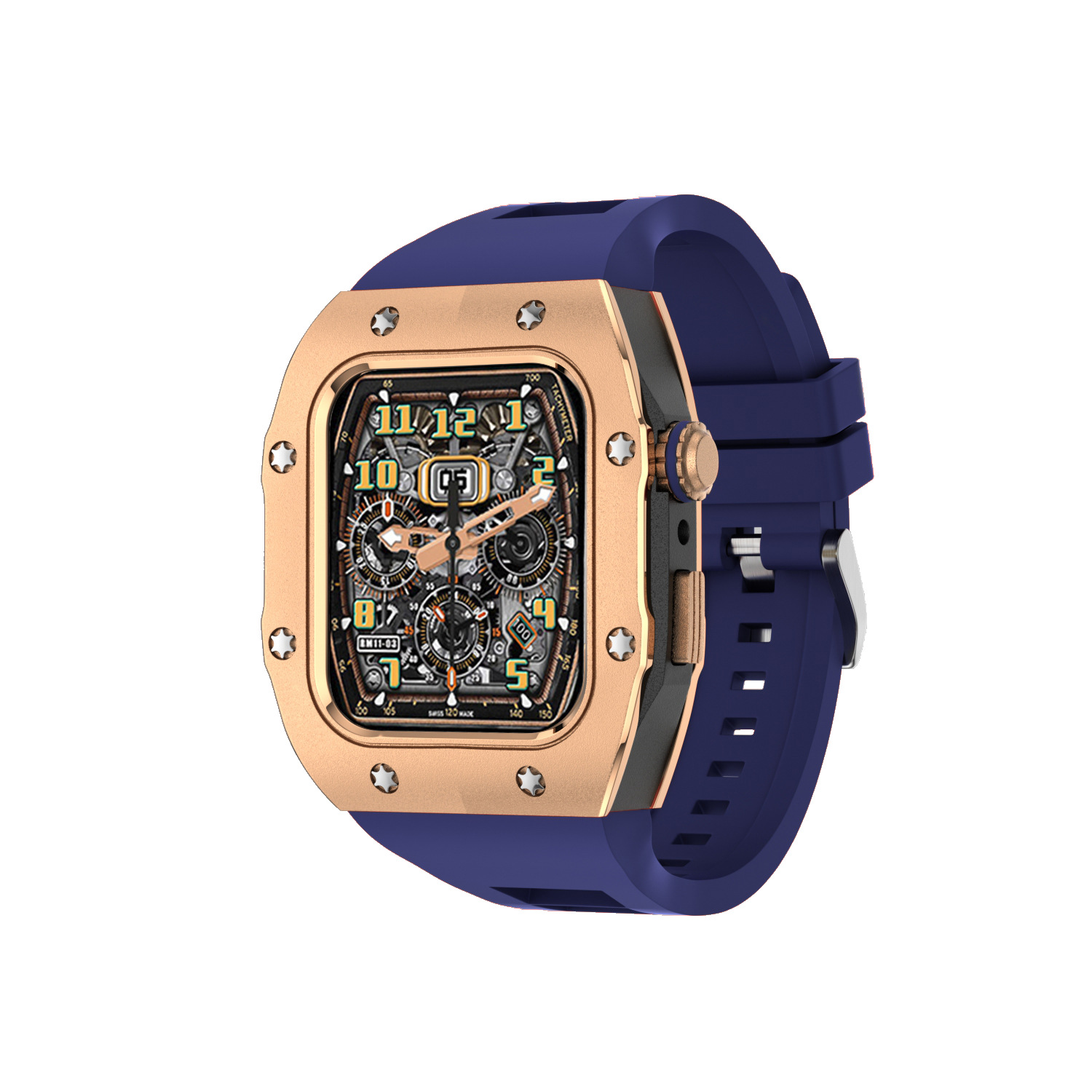 Adecuado para Apple Watch modificación Shell Apple reloj protector Shell integrado Correa armadura caja de metal 44/45