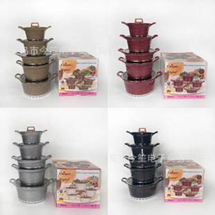 Unique Amazon Cross-border Non-stick Pot High-depth 10-piece Set Maifan Stone Wok Soup Pot Kitchen Set