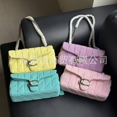 蔻家C家tabby 26牛仔布酒神包奥莱新款CBG31菱格单肩包斜挎包女包