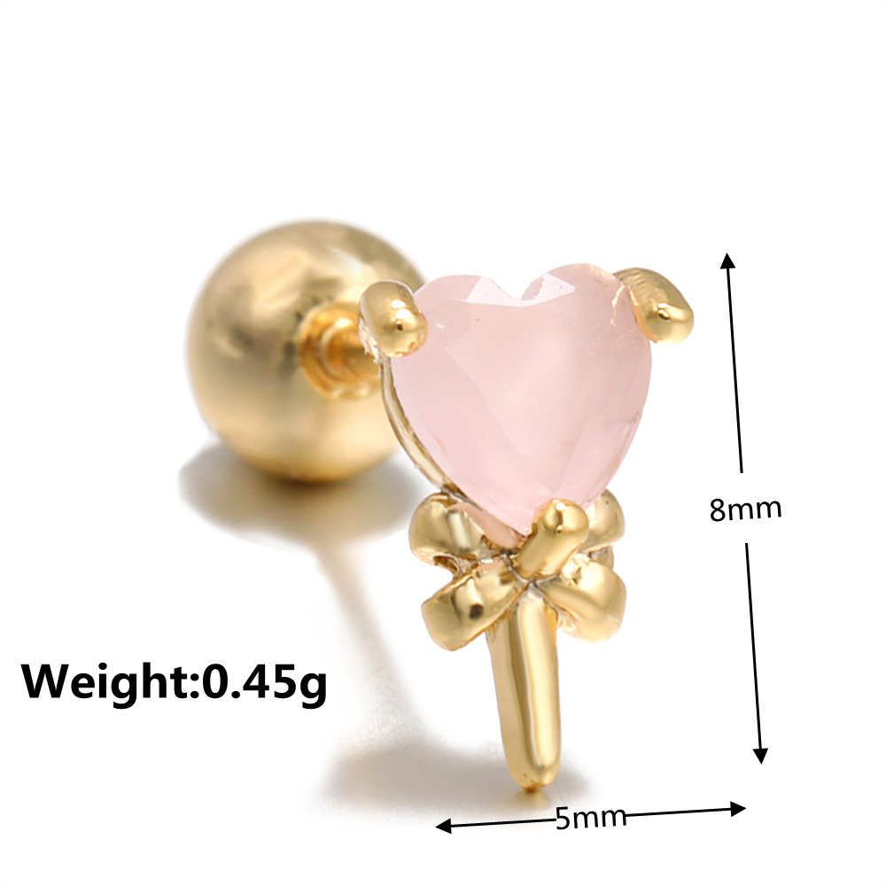 Ins Wind Pink ، حلوى ، مصاصة ، آيس كريم ، آذان ، 18k ، كرة من الذهب الحقيقي قفل ، برغي ، ثقب الأذن display picture 10