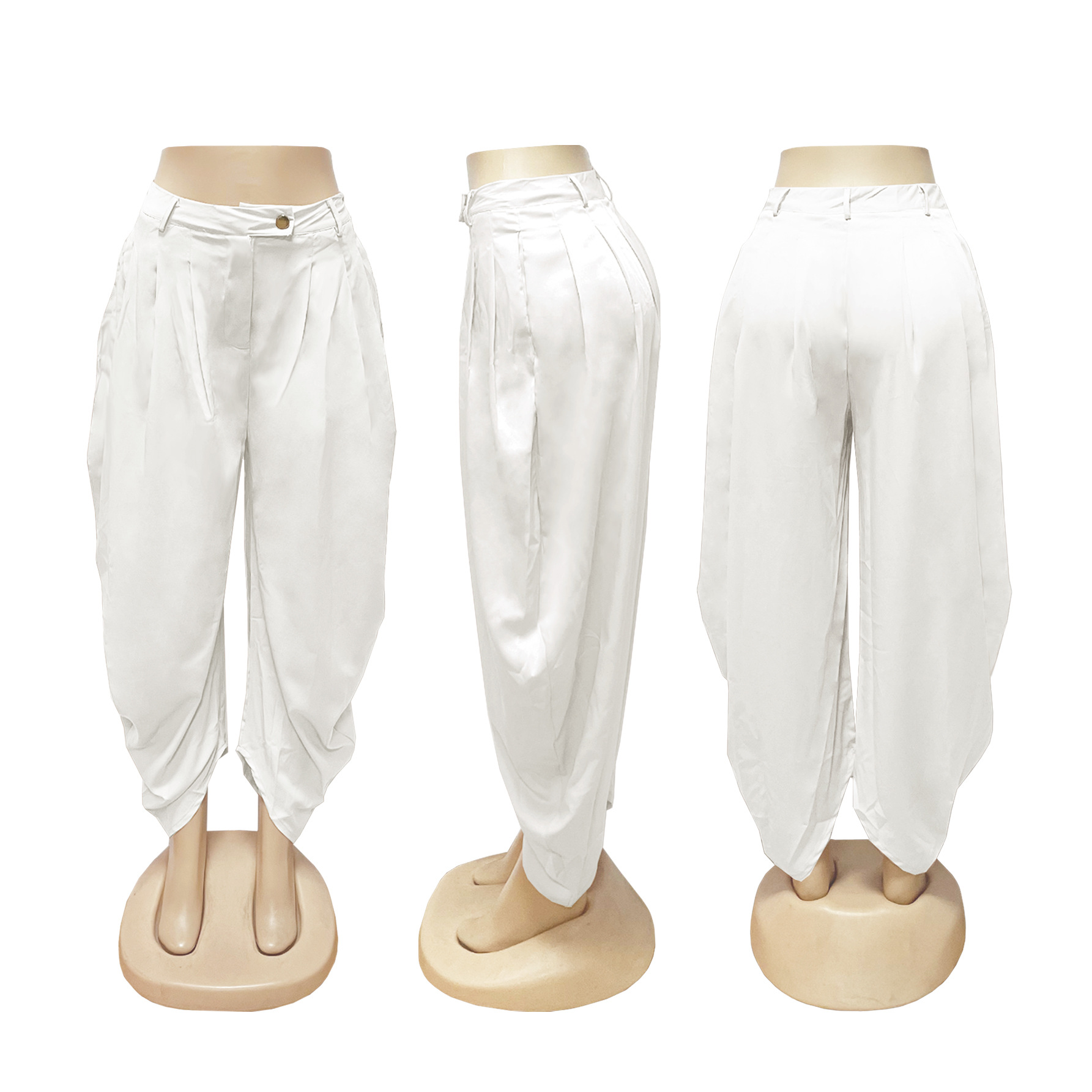 Damen Freizeithose In Unifarben Mit Blumendetail Urbaner Stil_voghion.com