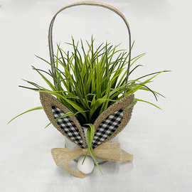 欧式风仿真鲜花花艺制品 复活节仿真花盆栽摆件 复古花盆装饰摆台