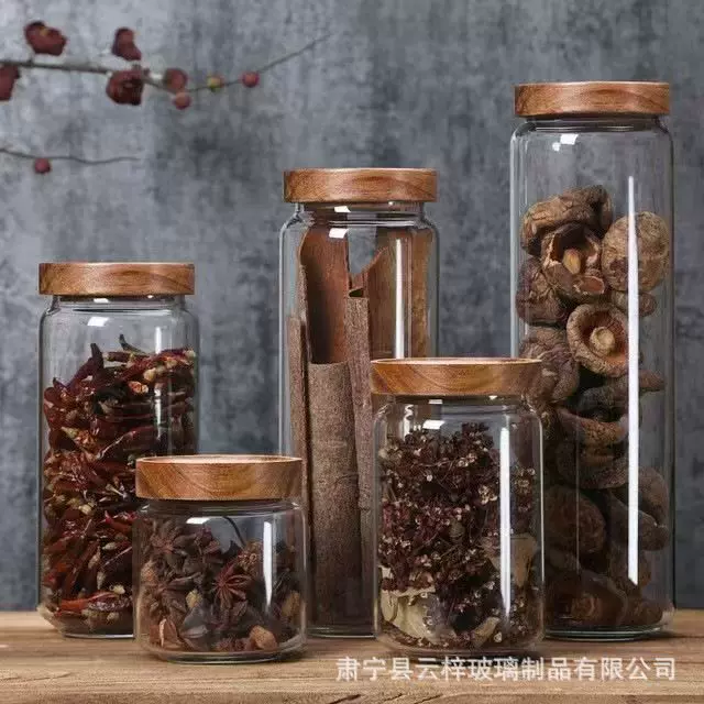 现货高硼硅玻璃密封罐 厨房食品杂粮咖啡豆大口径玻璃储物密封罐
