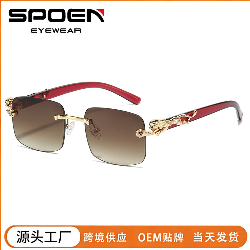 Fashion Square Frame Sunglasses with Leopard Wood Grain Temple, Sun Protection Sunglasses for Women, Versatile Trendy High-End Style Fashion Square Frame Sunglasses with Leopard Wood Grain Temple, Sun Protection Sunglasses for Women, Versatile Trendy High-End Style