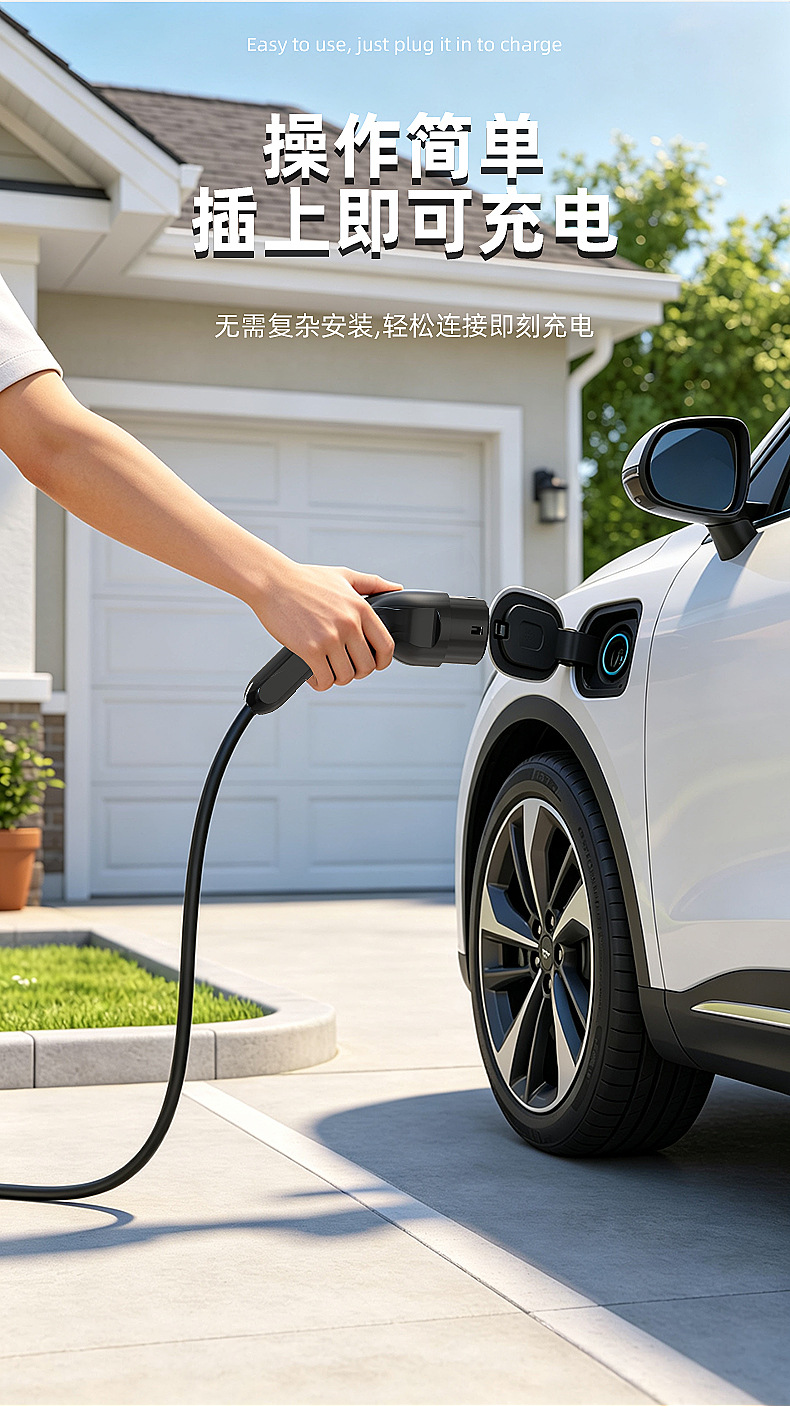 European standard dual-head charger for new energy electric vehicles, portable home and vehicle-mounted charging station with extension cable, 11KW
