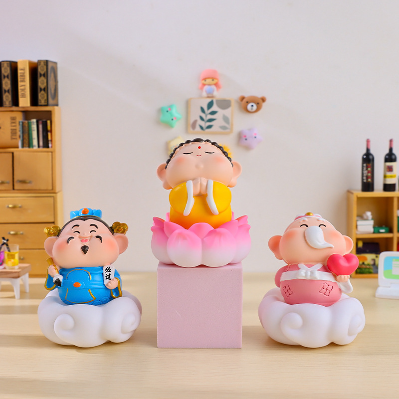 Tiktok New Q Version Chinese Style Blessing Fairy Glowing Ornaments Wholesale Desktop Car Decorations Factory Direct Sale