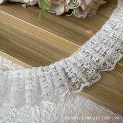 二重の白いレースのしわの上質な服の襟の袖口のレースのアクセサリの手作りのDIYの服装の装飾の布地