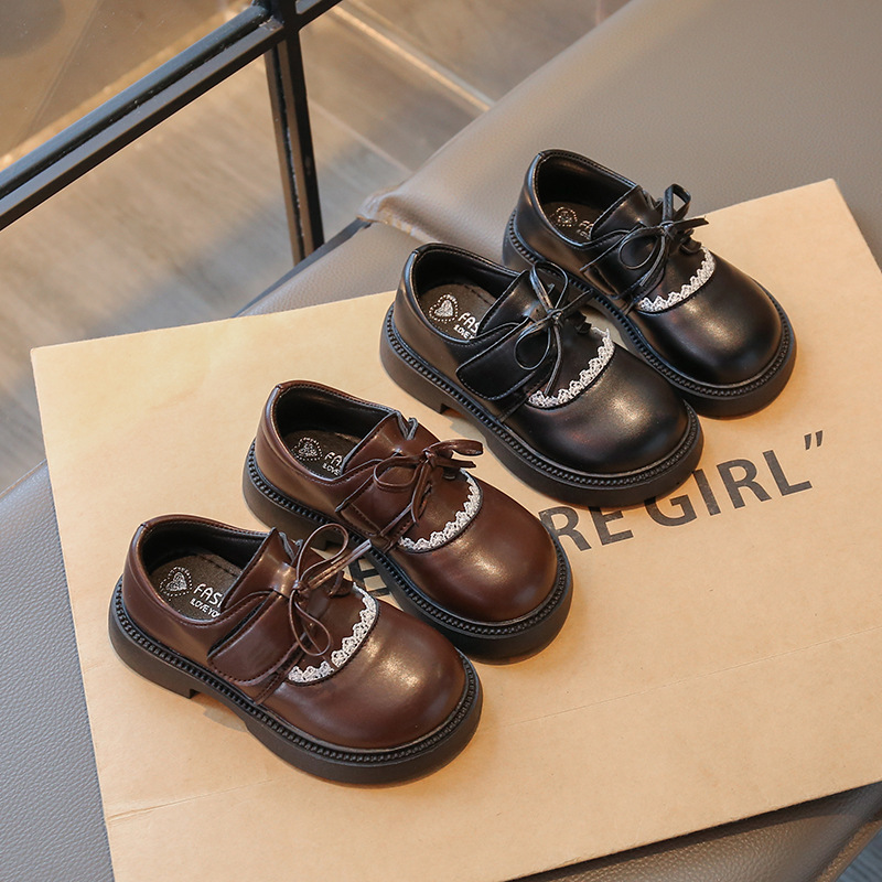 Zapatos de cuero para niñas 2025 otoño nuevo estilo de moda infantil zapatos de princesa de arco con suela suave zapatos de bebé británico image 3