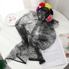 欧米のハロウィンのシミュレーションの花のカチューシャの幽霊の花嫁のバラの花のレースの網の糸の頭は舞台の演技の道具を掛けます。
