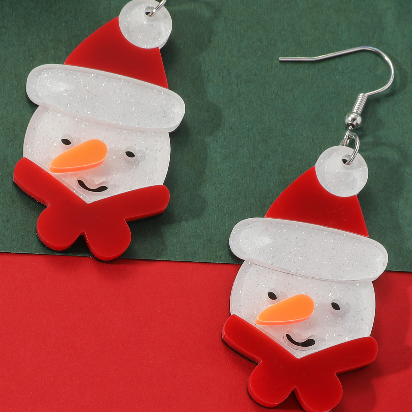 1 Pair Cute Santa Claus Christmas Socks Snowflake Arylic Drop Earrings display picture 6
