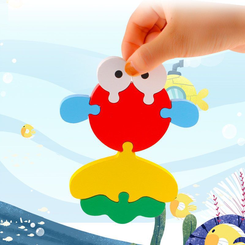 Rompecabezas para niños desarrollo de inteligencia educación temprana 3D de madera tridimensional bebé 1-2 años medio niños y niñas 6 juguetes educativos