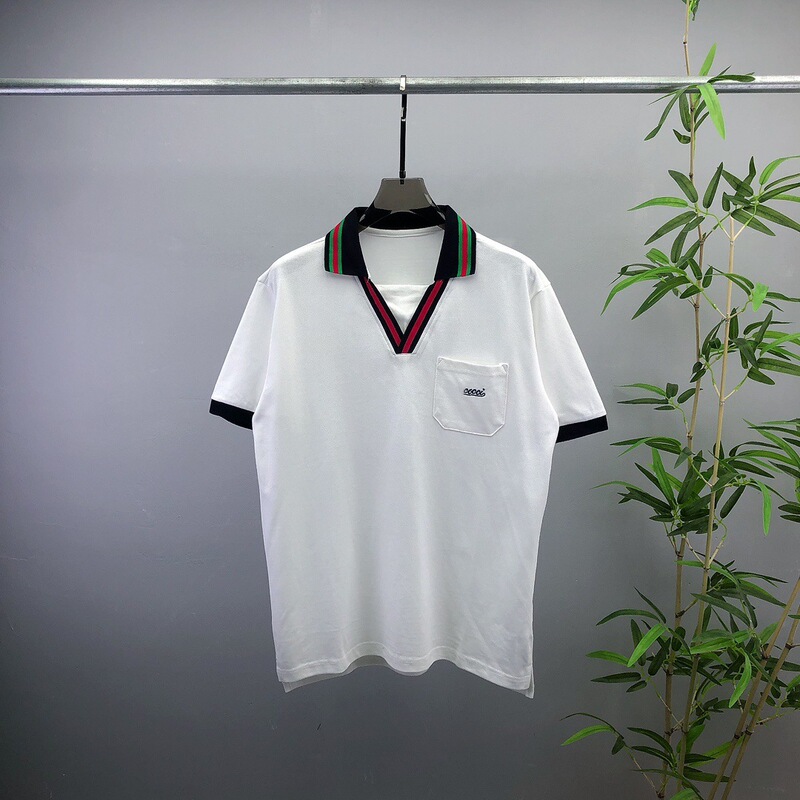 Spring and Summer New European and American Cross-border Men's Casual Navy Collar Short-sleeved POLO Shirt Pocket Letter Embroidery for Men and Women